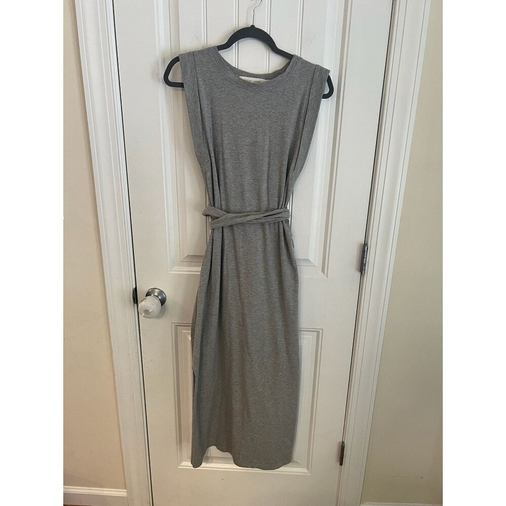 Bishop + Young Sleeveless Gray Midi Dress With Waist Tie Size M‎